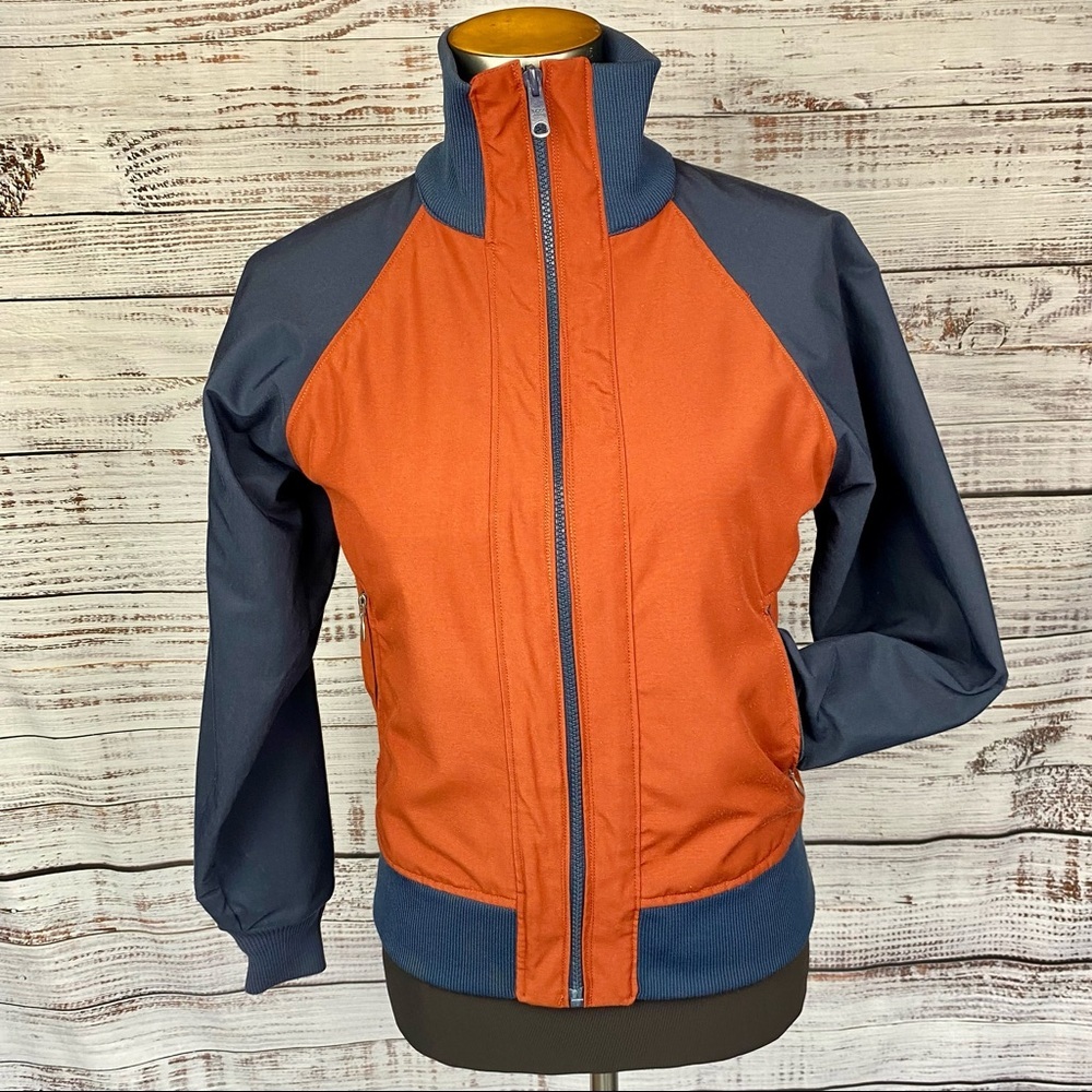 VINTAGE 70's FROSTLINE KIT Blue & Rust Orange Raglan Sleeve Bomber Jacket